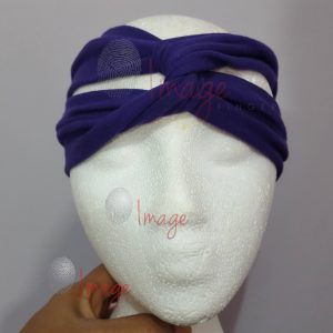 IF-5650 Purple Headband Multi Logo Purple Knot Headband on Styrofoam Mannequin – Clean Craft Display Photo