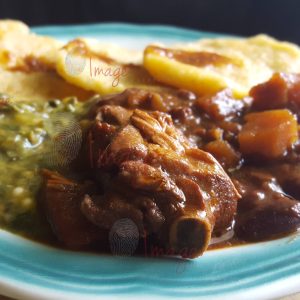 Callaloo, Meat, Beans and Dumplings